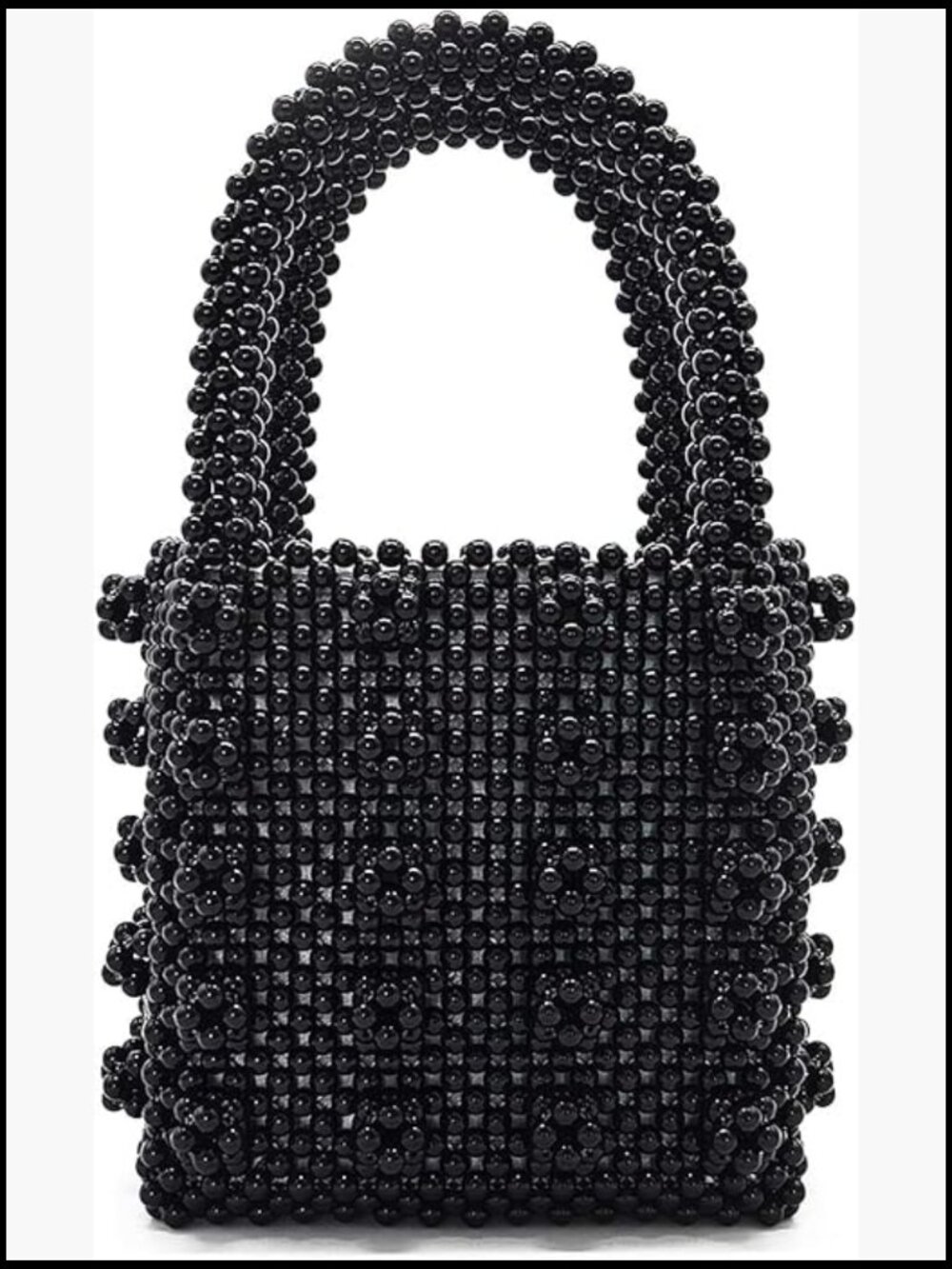 Handmade Beaded Crystal Pearl Tote Bag Woven Trapeze Shoulder Bag Evening Party